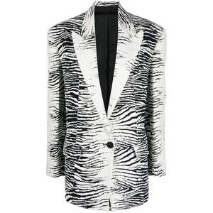 The Attico Zebra-Print Single-Breasted Blazer With Notched Lapels - NWT
